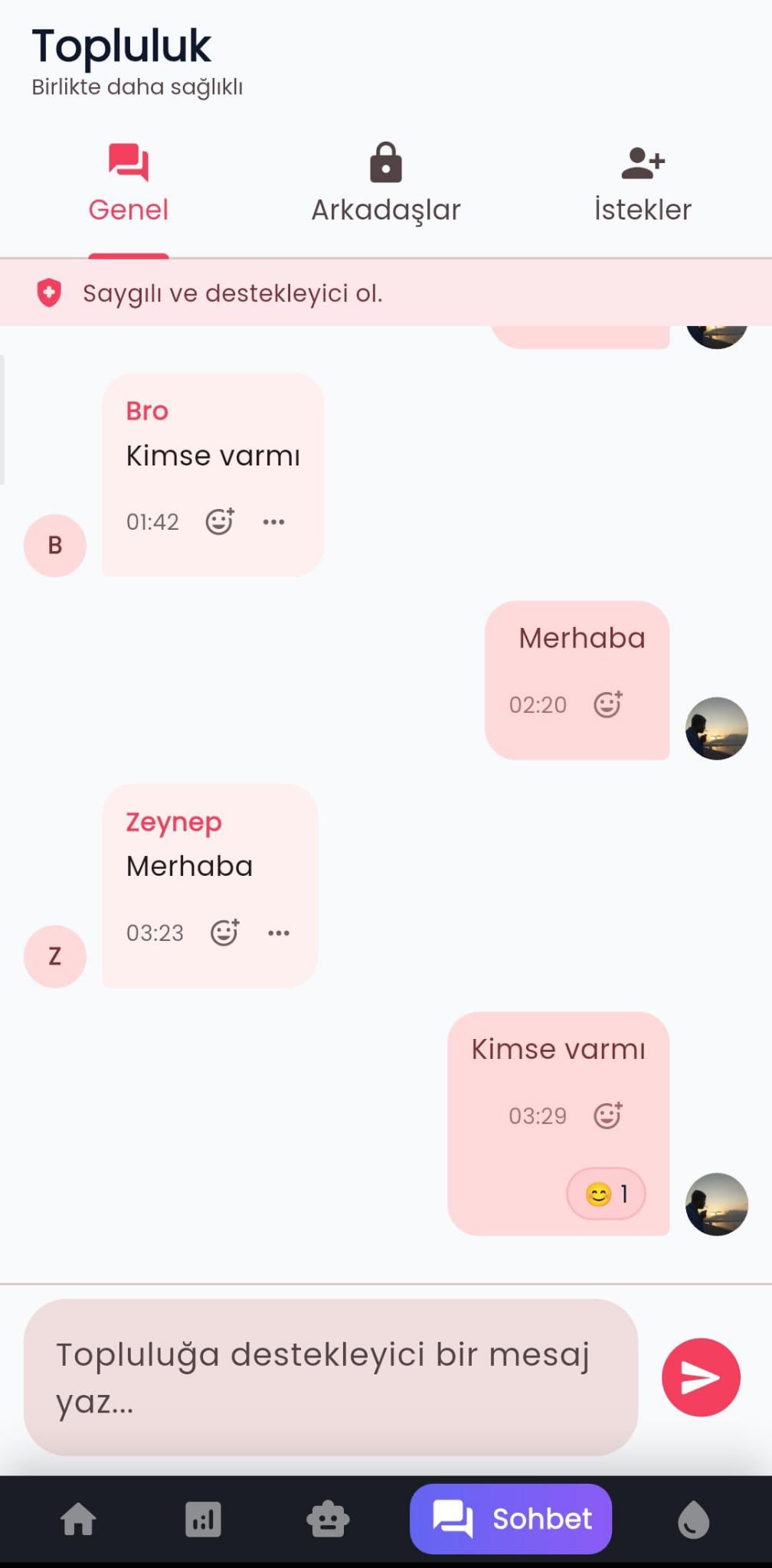 Topluluk mesajları